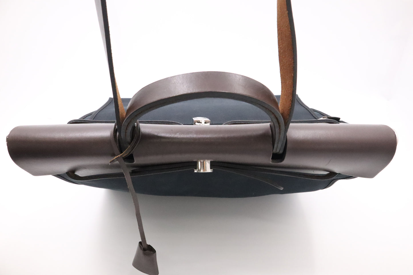 Hermes Herbag Zip 39 in Black Canvas & Brown Leather