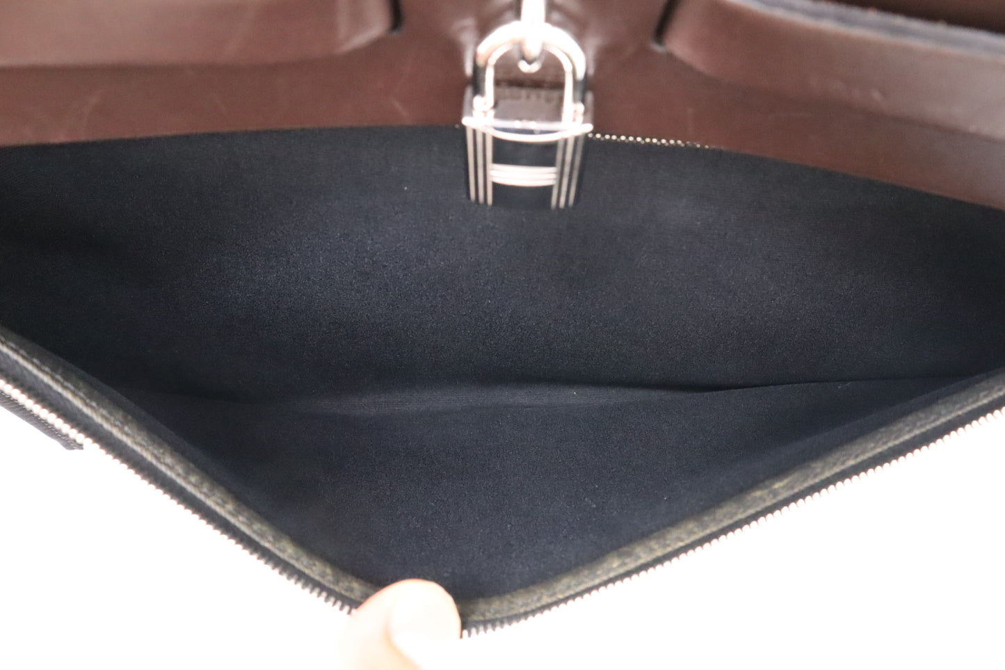 Hermes Herbag Zip 39 in Black Canvas & Brown Leather