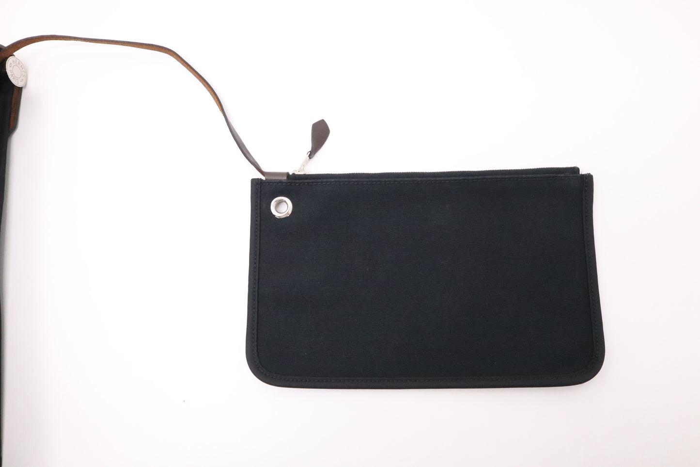 Hermes Herbag Zip 39 in Black Canvas & Brown Leather