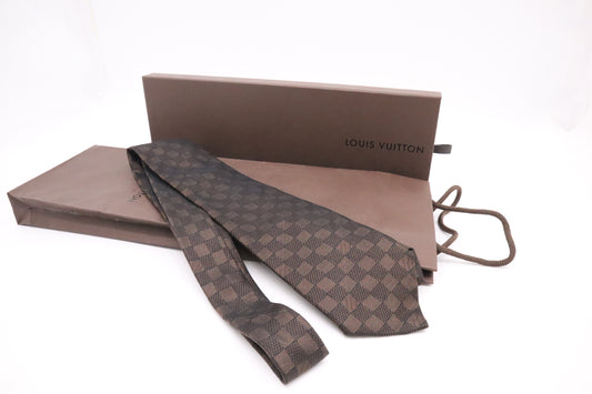 Louis Vuitton Tie in Damier Ebene Silk