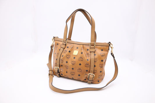 MCM Shoulder Bag in Cognac Visetos Canvas