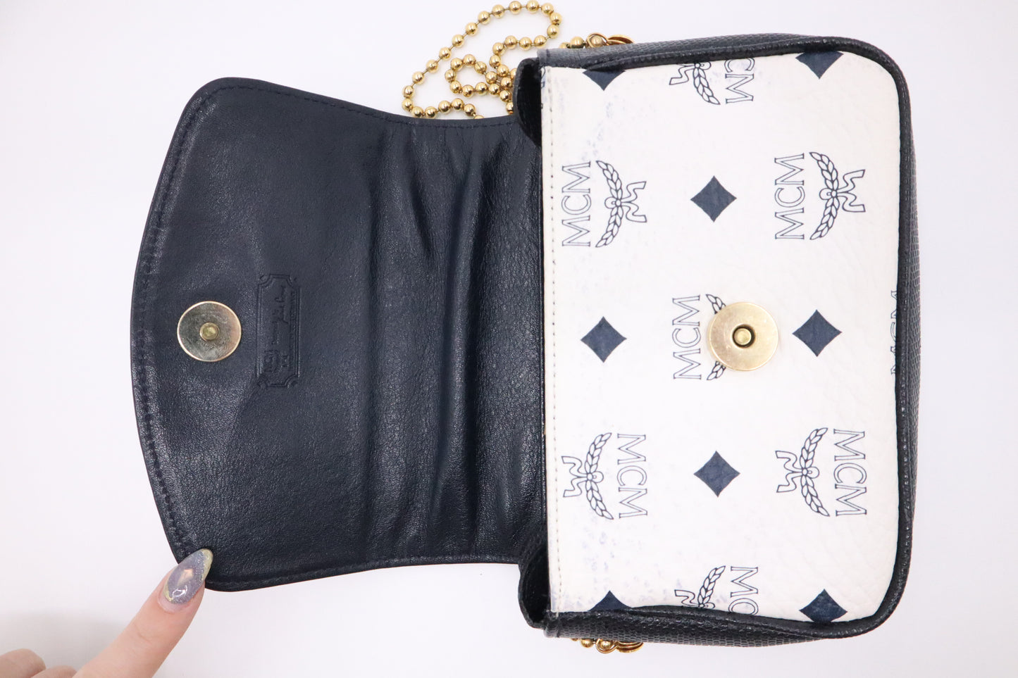 MCM Mini Crossbody Bag in White Visetos Canvas