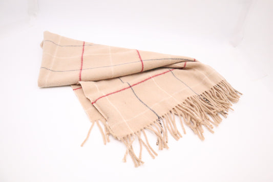 Burberry Scarf in Beige Checked New Wool
