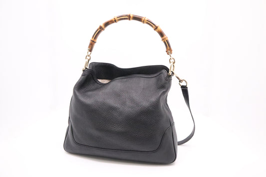 Gucci Bamboo 2-Way Tote in Black Leather