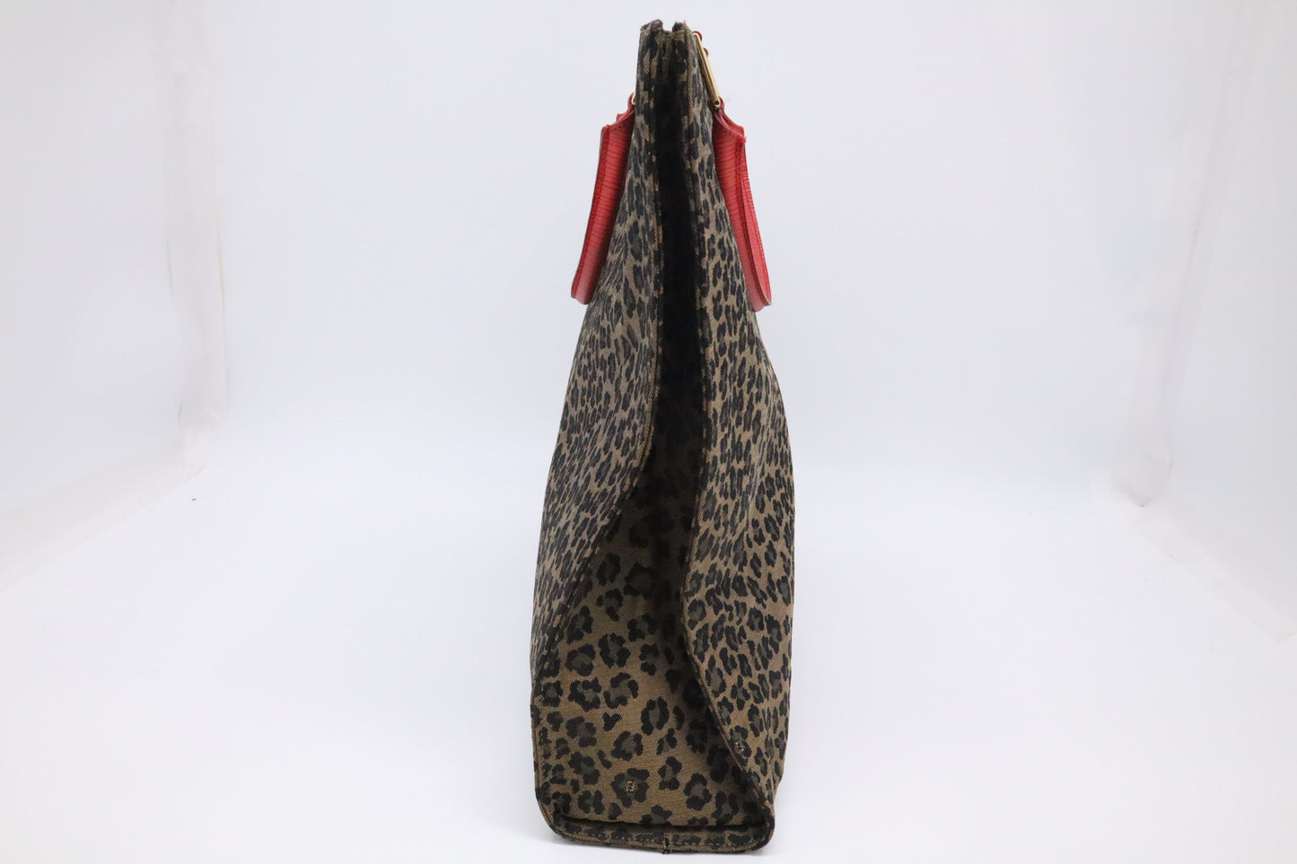 Fendi Shoulder Bag in Leopard Canvas & Red Leather