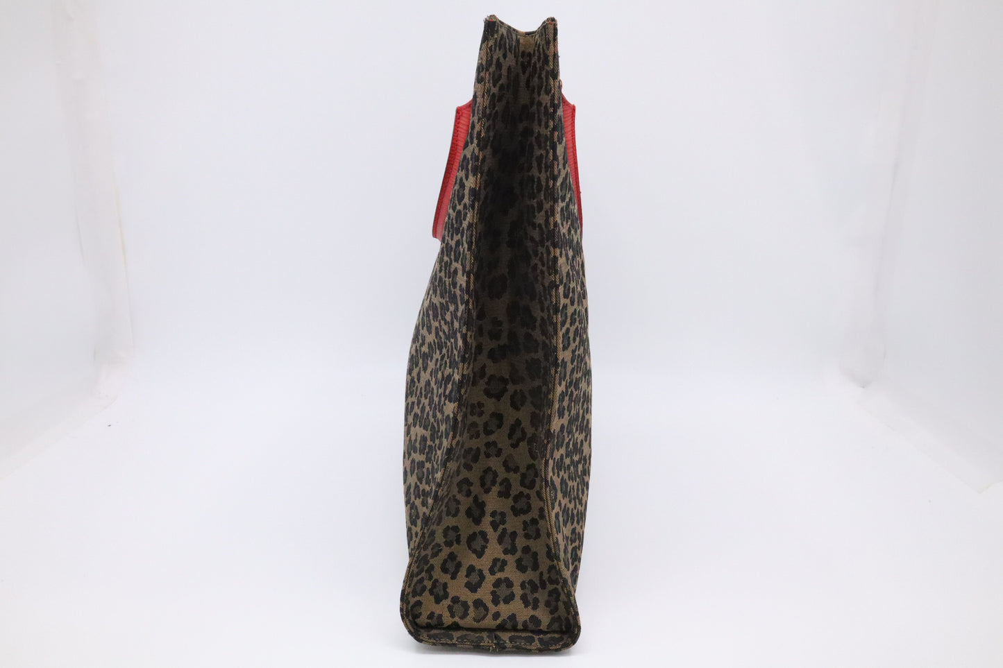 Fendi Shoulder Bag in Leopard Canvas & Red Leather