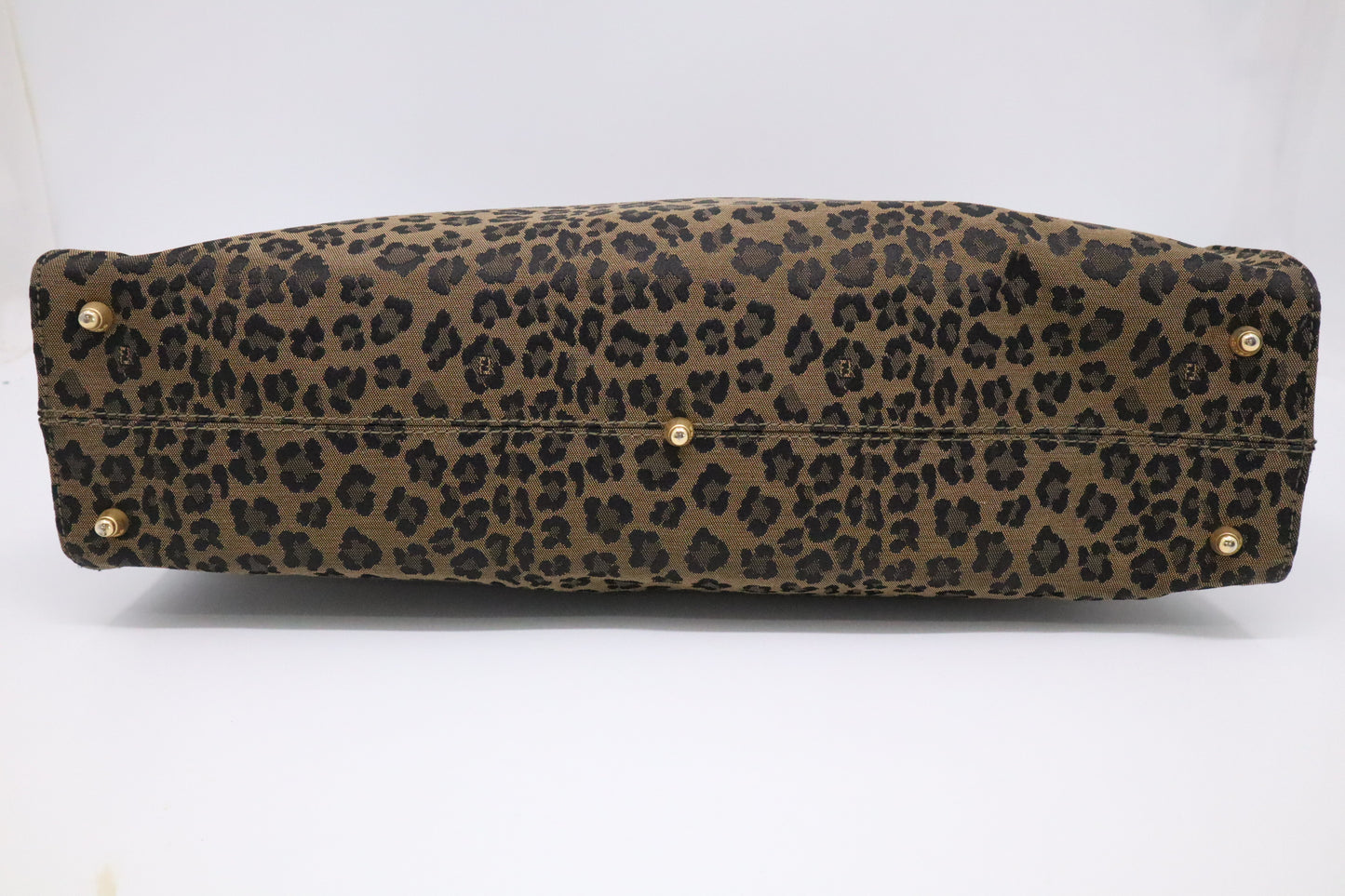 Fendi Shoulder Bag in Leopard Canvas & Red Leather
