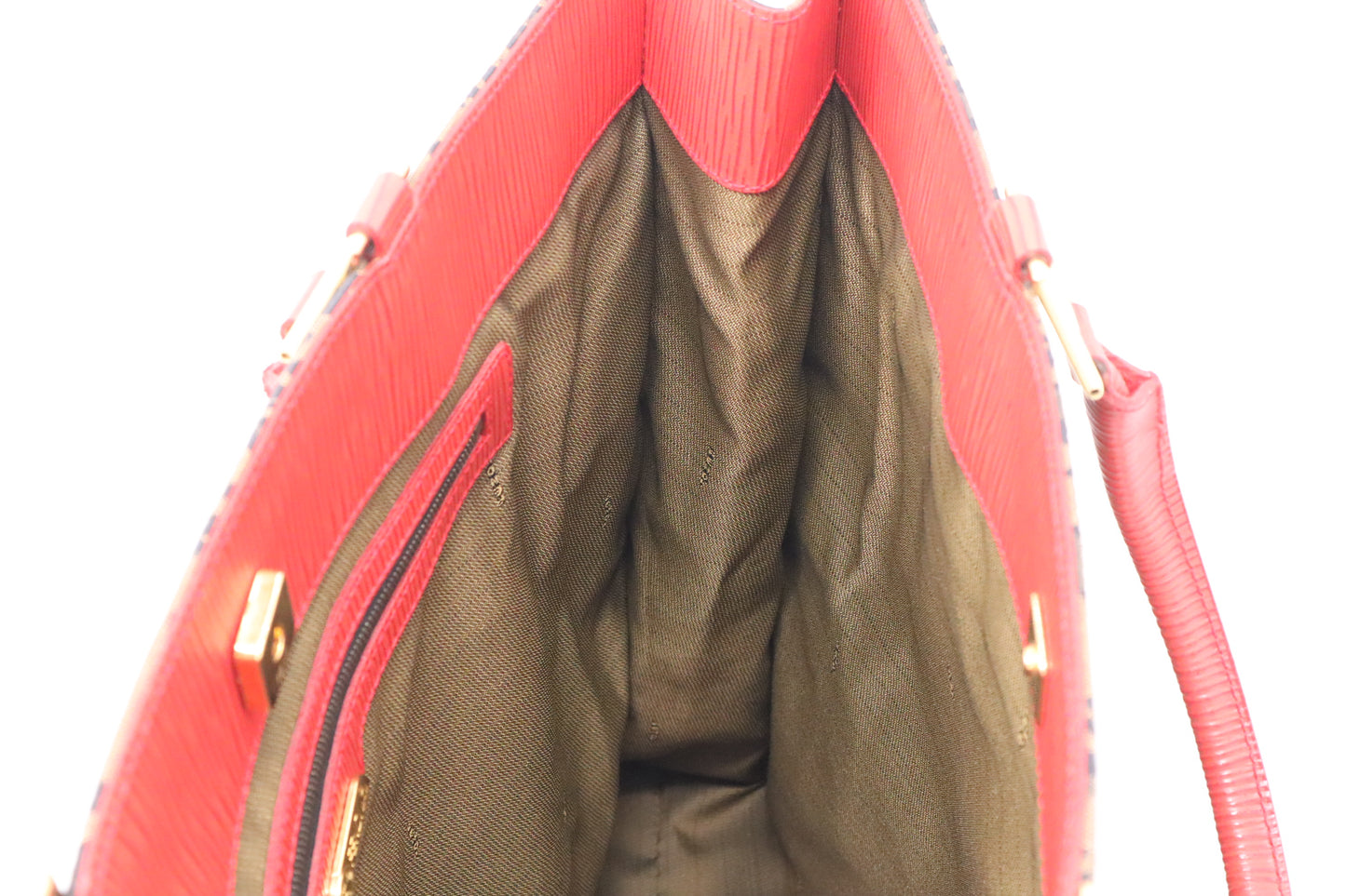 Fendi Shoulder Bag in Leopard Canvas & Red Leather