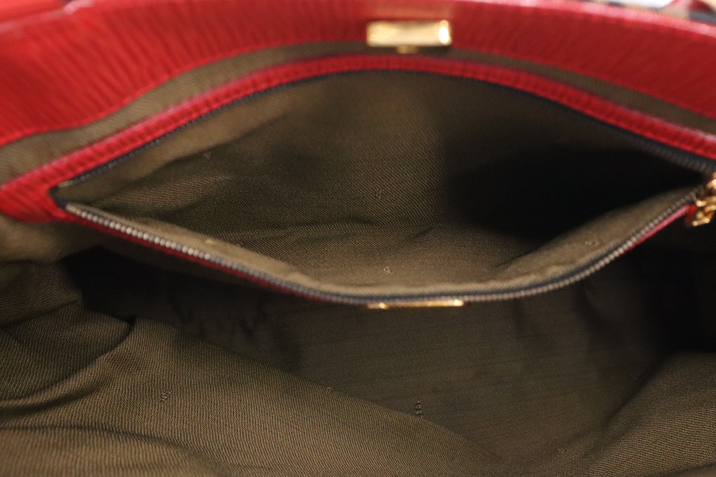 Fendi Shoulder Bag in Leopard Canvas & Red Leather