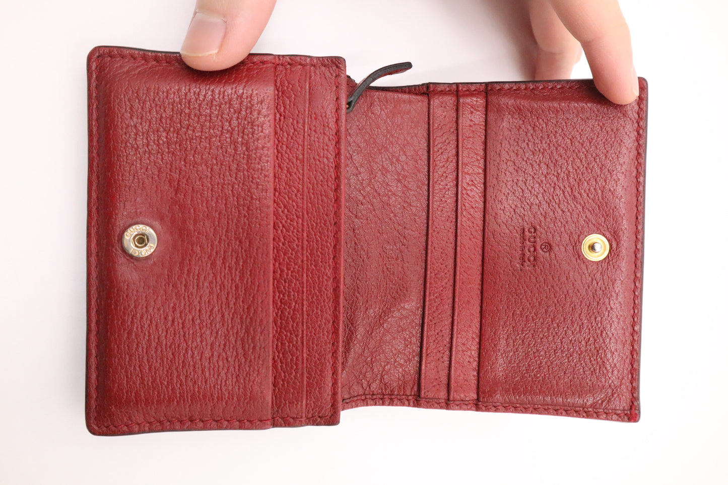 Gucci Flora Card Case Wallet in Red Leather