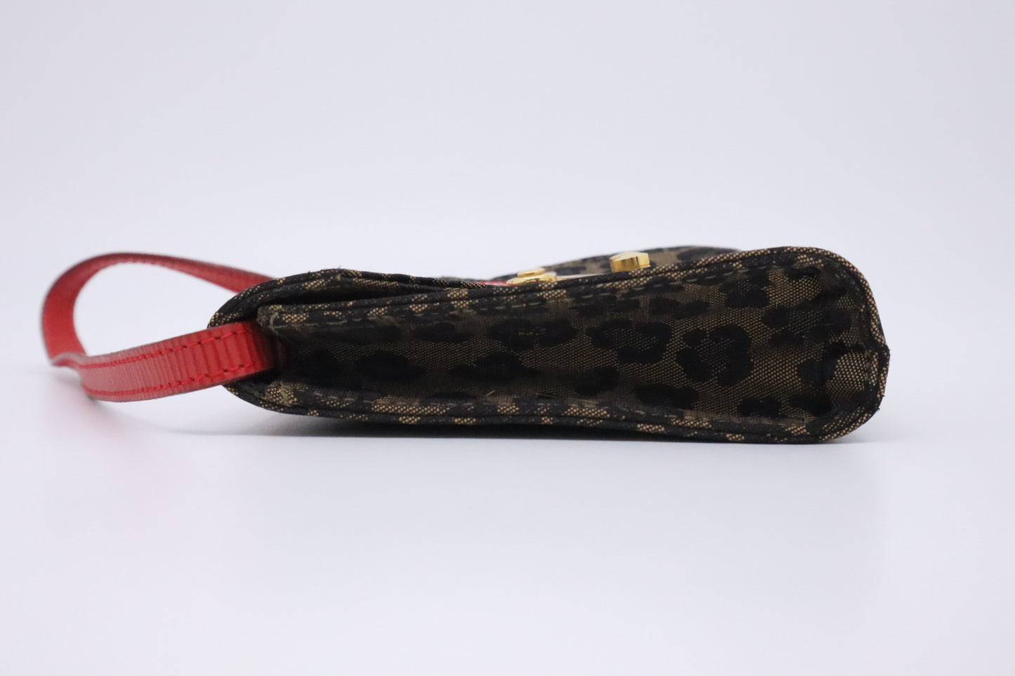 Fendi Shoulder Bag in Leopard Canvas & Red Leather