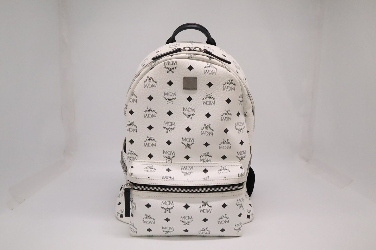 MCM Backpack in White Visetos Canvas