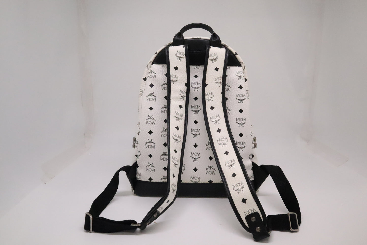 MCM Backpack in White Visetos Canvas