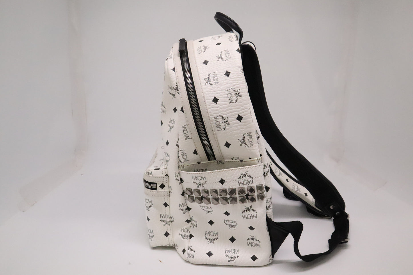 MCM Backpack in White Visetos Canvas