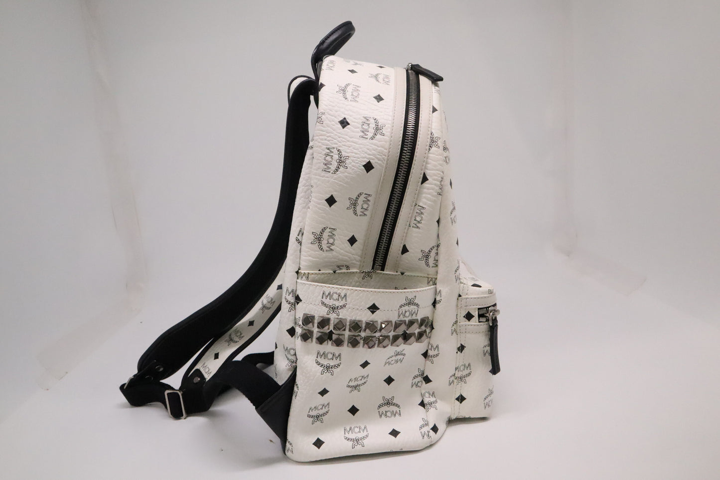 MCM Backpack in White Visetos Canvas