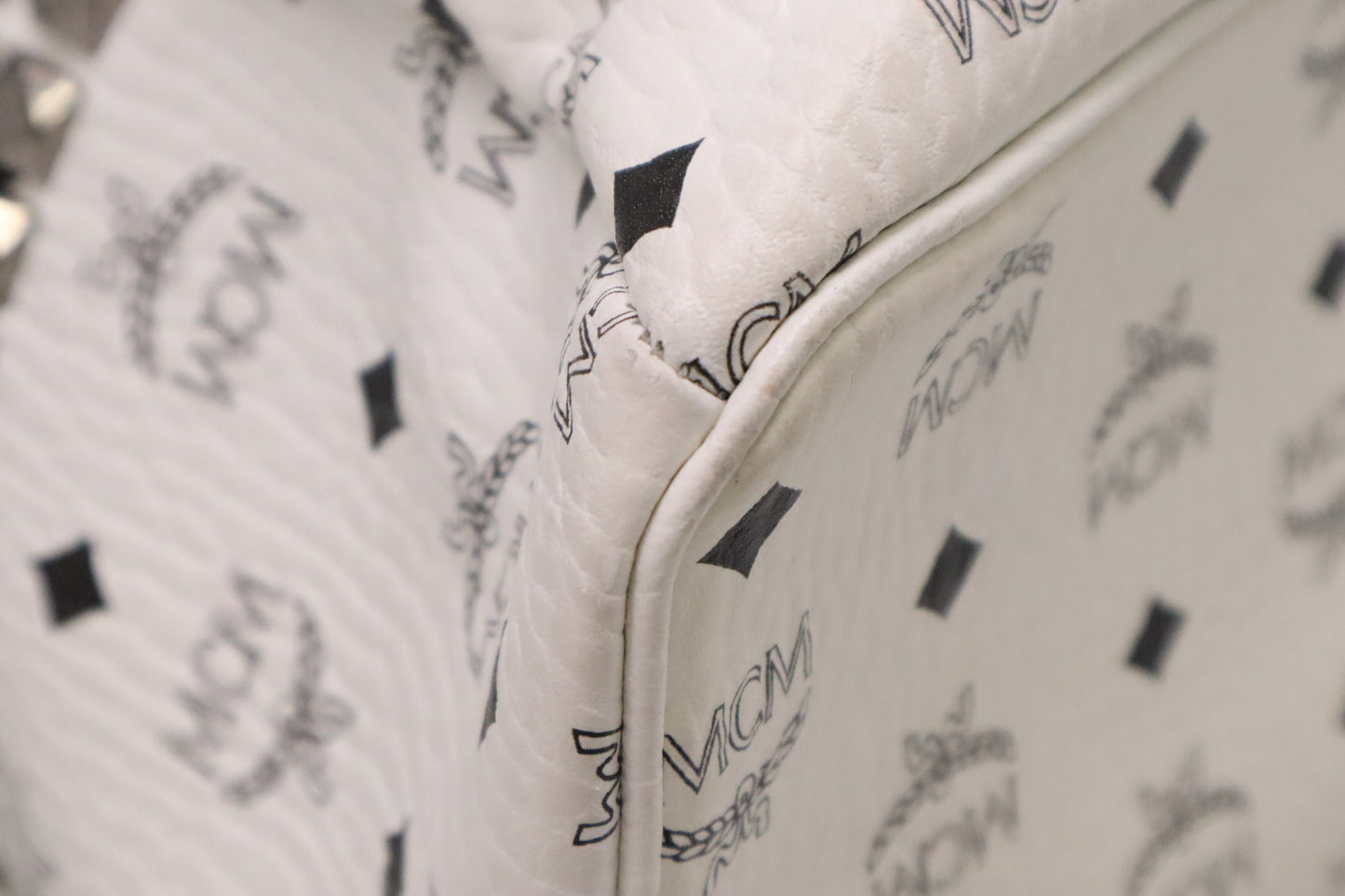 MCM Backpack in White Visetos Canvas