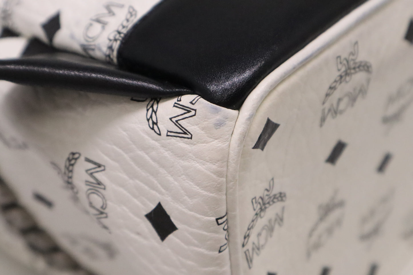MCM Backpack in White Visetos Canvas