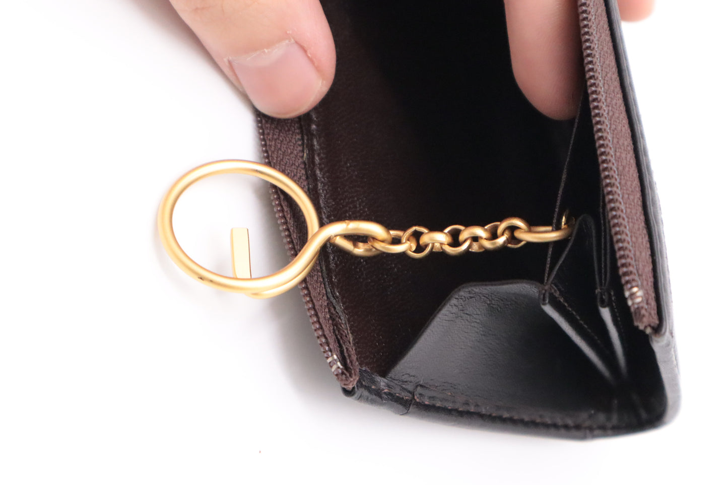 YSL Saint Laurent Coin Case in Brown Leather