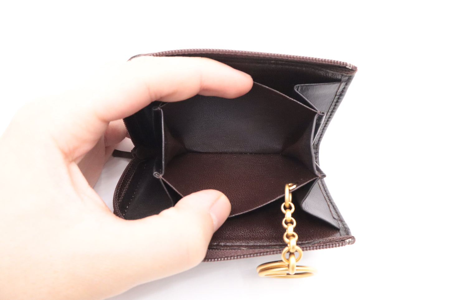 YSL Saint Laurent Coin Case in Brown Leather