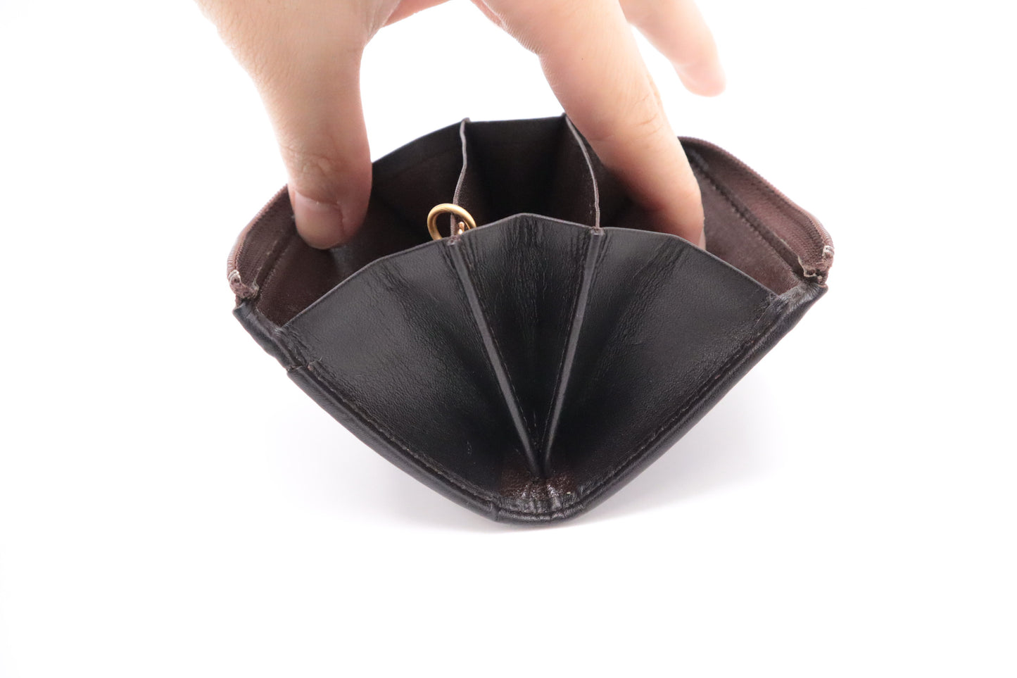 YSL Saint Laurent Coin Case in Brown Leather