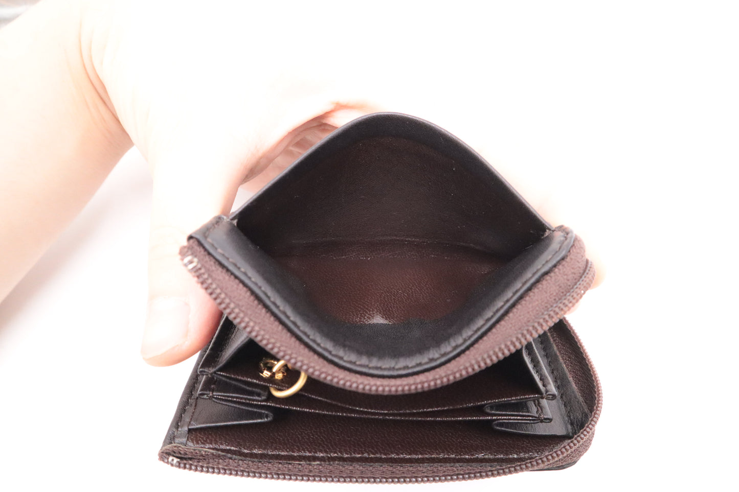 YSL Saint Laurent Coin Case in Brown Leather