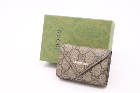 Gucci x Balenciaga Compact Wallet in GG Supreme Canvas