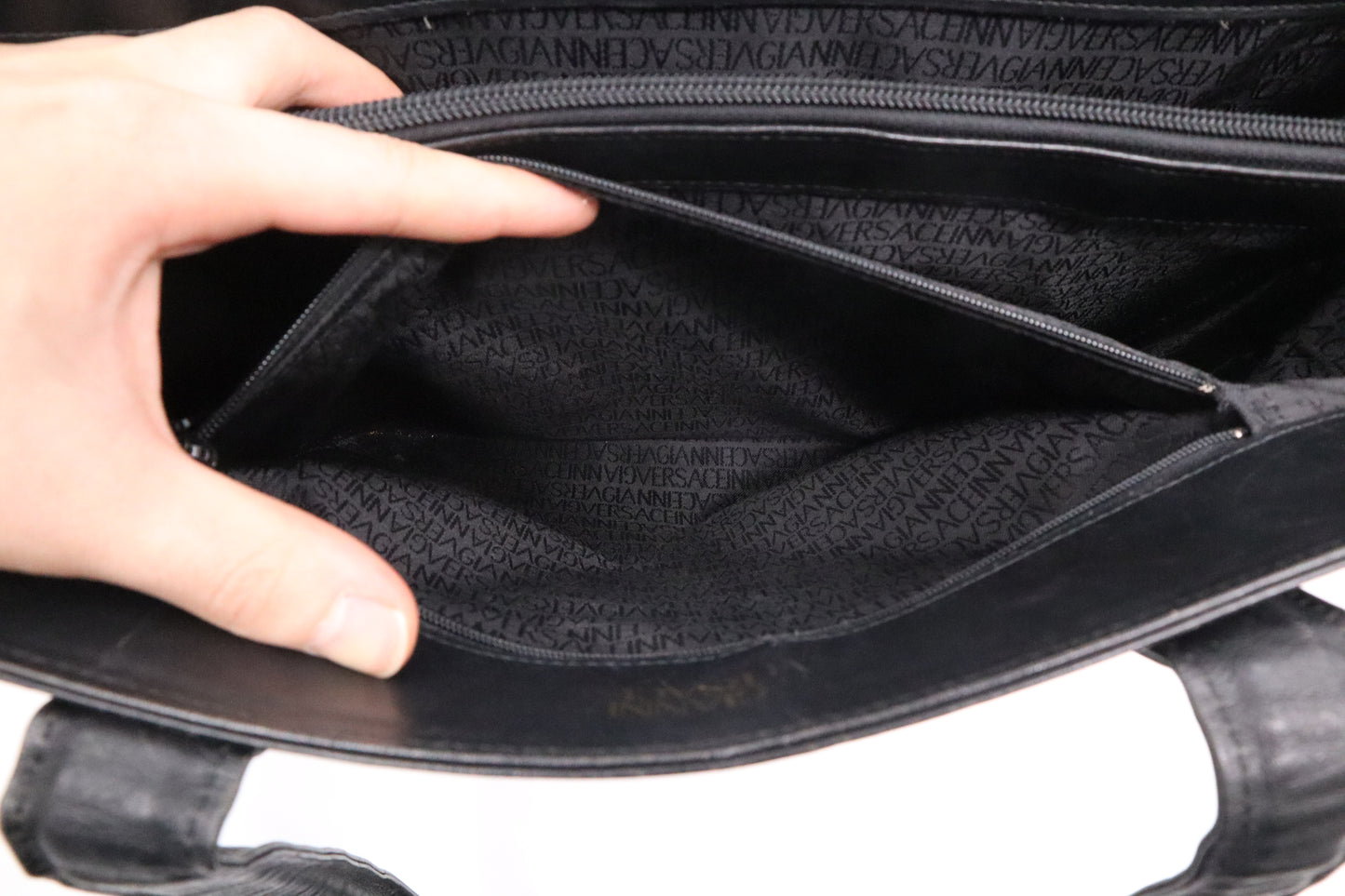 Versace Tote in Black Leather