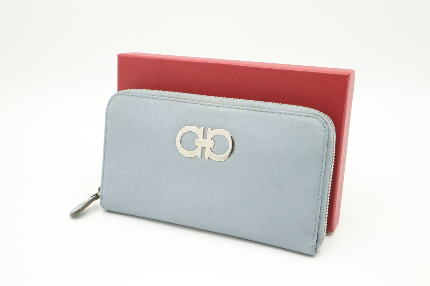 Ferragamo Long Wallet in Grey Leather