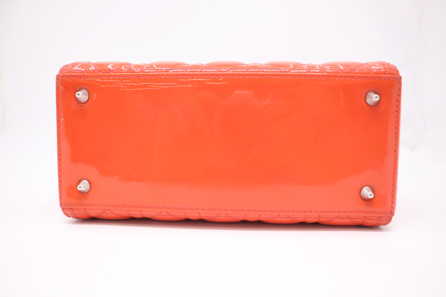Dior Lady Dior Medium in Orange Cannage Patent Leather