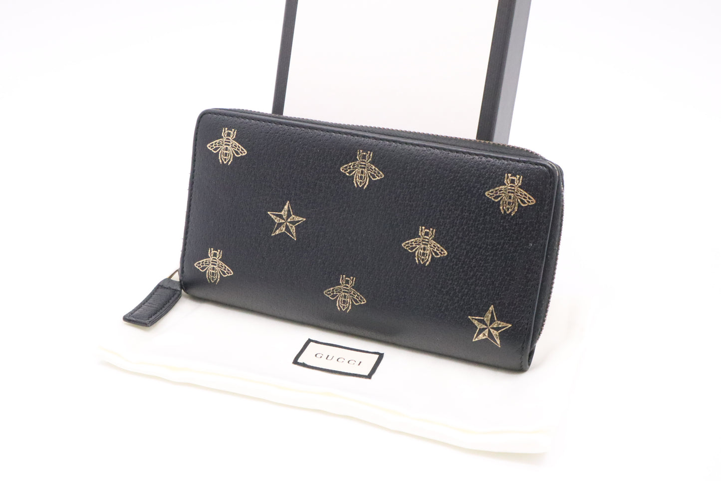 Gucci Zippy Bee Wallet in Black Leather