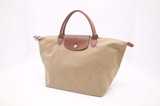 Longchamp Medium Le Pliage Tote in Beige Nylon