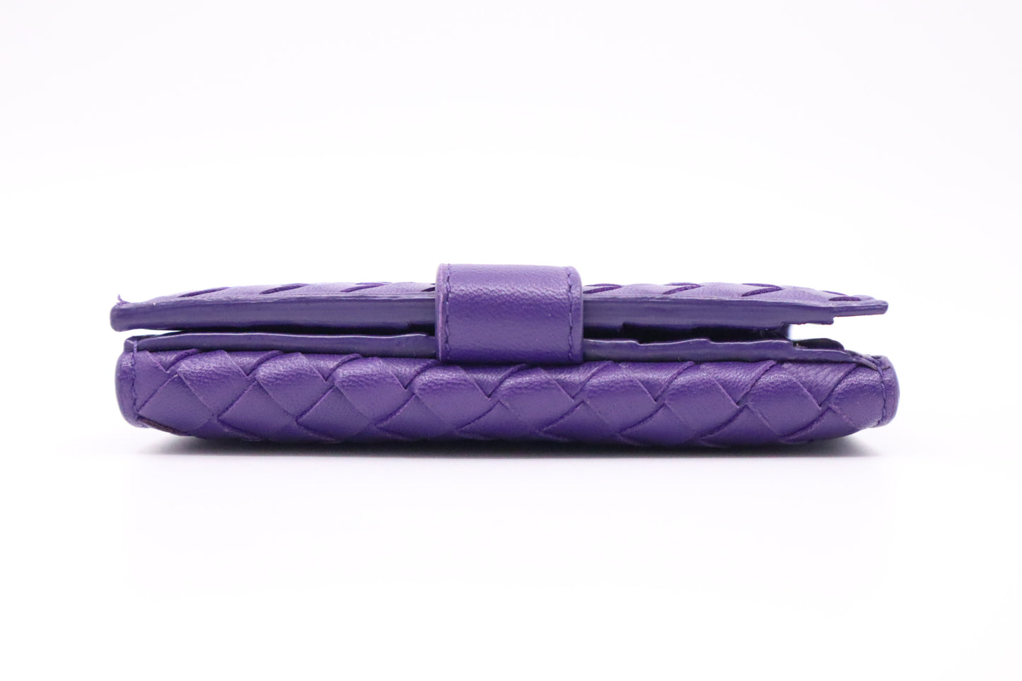 Bottega Veneta Compact Wallet in Purple Intrecciato Leather