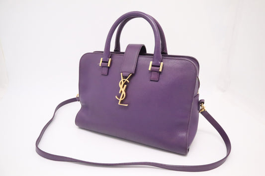 YSL Saint Laurent Baby Cabas in Purple Leather