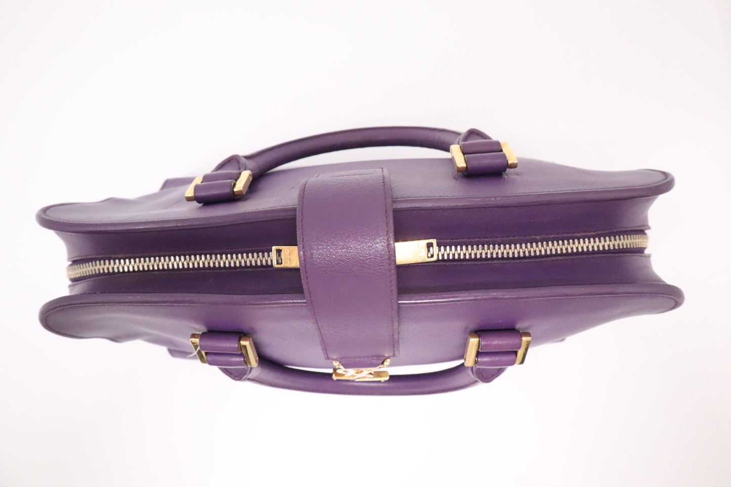 YSL Saint Laurent Baby Cabas in Purple Leather