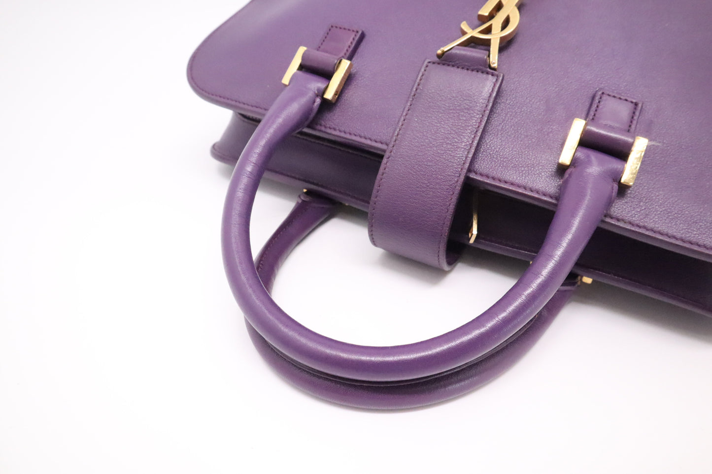 YSL Saint Laurent Baby Cabas in Purple Leather