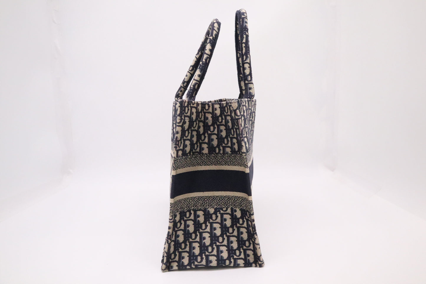 Dior Book Tote Medium in Navy Blue Oblique Embroidery Canvas