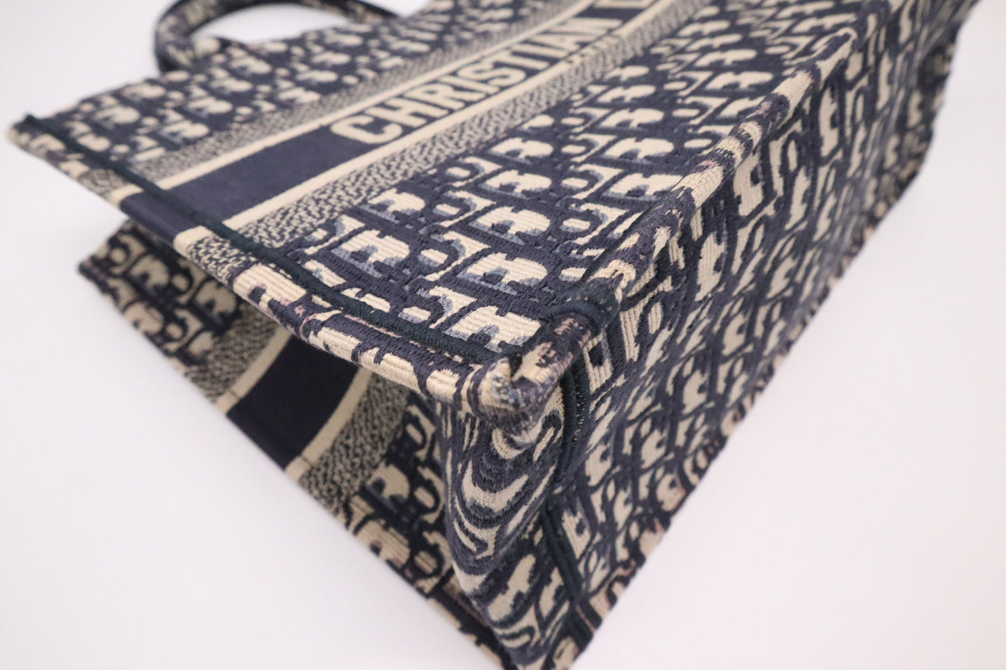Dior Book Tote Medium in Navy Blue Oblique Embroidery Canvas