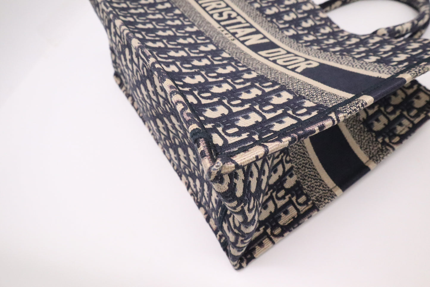 Dior Book Tote Medium in Navy Blue Oblique Embroidery Canvas