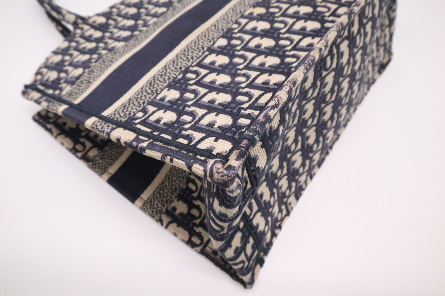 Dior Book Tote Medium in Navy Blue Oblique Embroidery Canvas