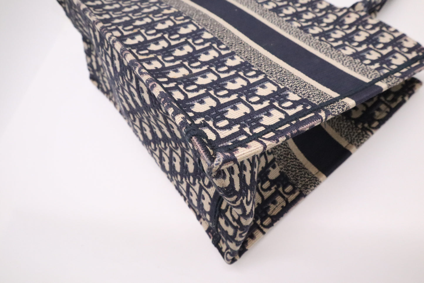 Dior Book Tote Medium in Navy Blue Oblique Embroidery Canvas