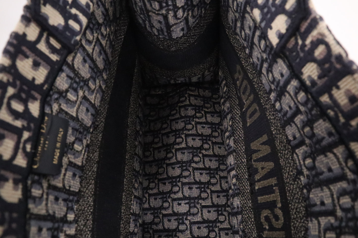 Dior Book Tote Medium in Navy Blue Oblique Embroidery Canvas