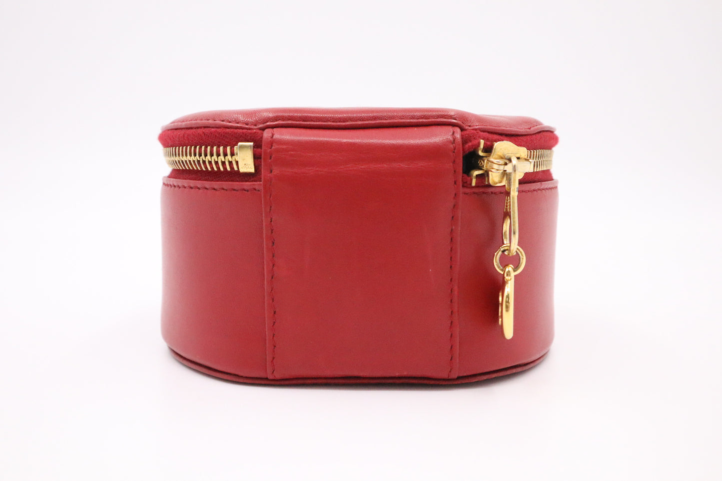 Chanel Round Vanity Case in Red Leather