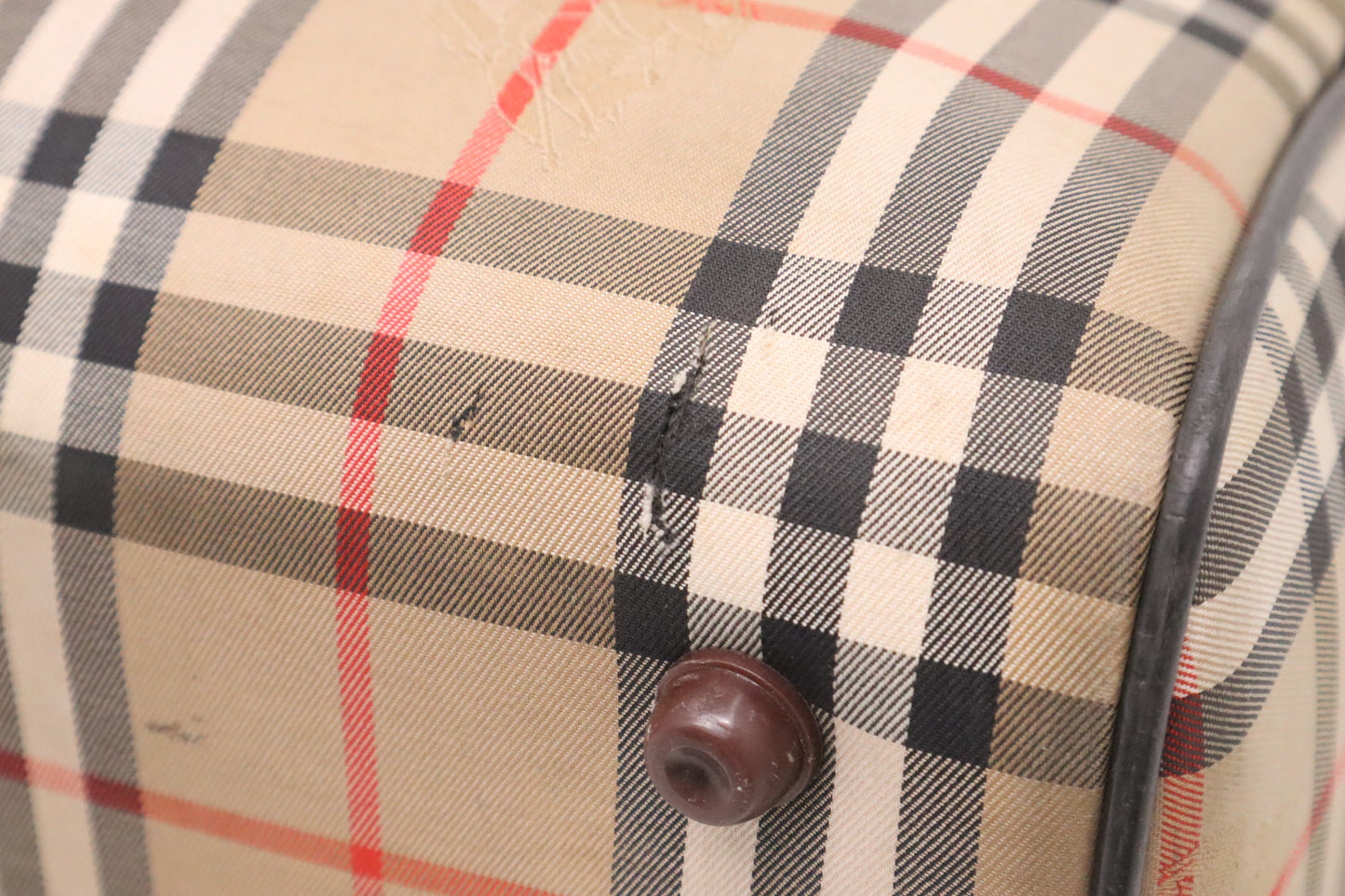 Burberry Boston Bag in Brown Checked Canvas