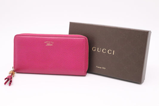Gucci Bamboo Long Wallet in Pink Leather