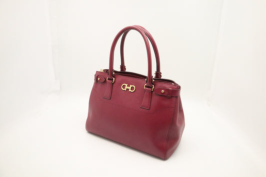 Ferragamo Tote Bag in Wine Red Leather
