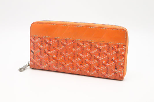 Goyard Long Zippy Wallet in Orange Goyardine Canvas