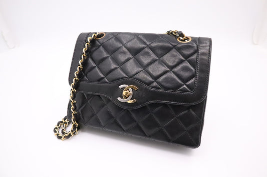 Chanel Small Paris Double Flap in Black Matelassé Leather