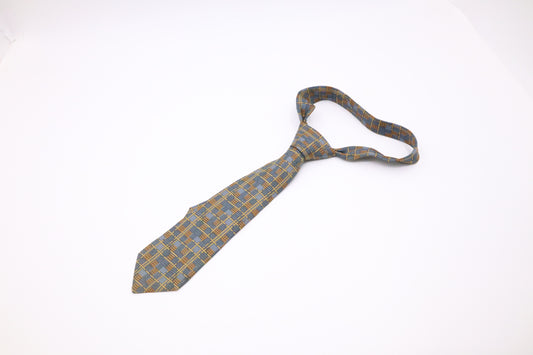 Hermes Tie in Blue and Yellow Silk