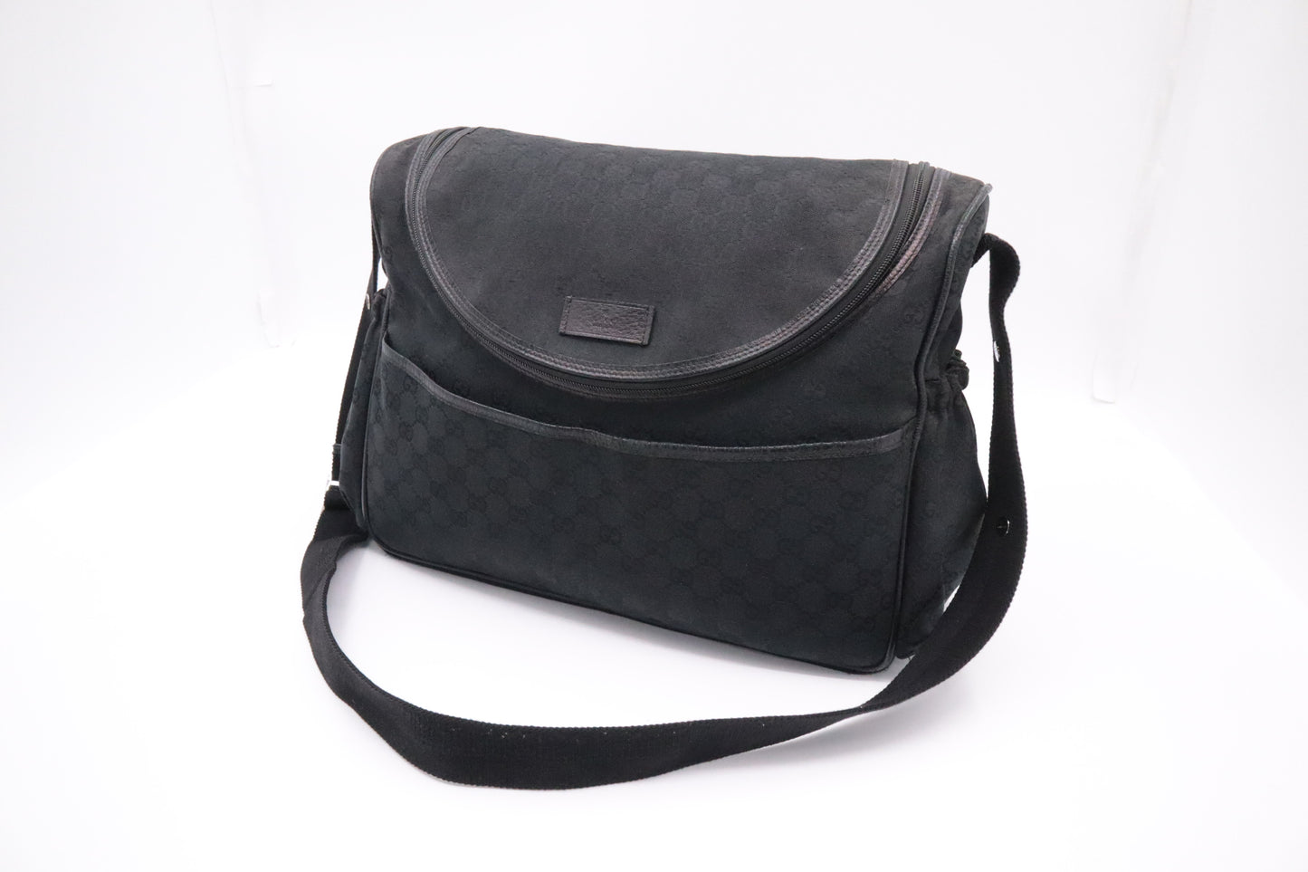 Gucci Diaper Bag in Black GG Canvas