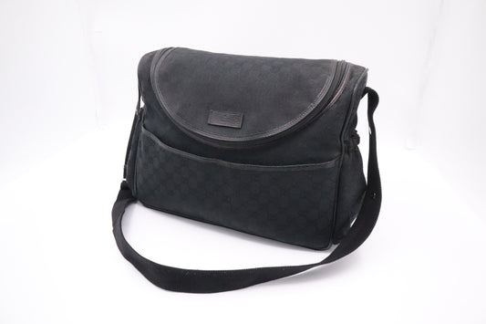 Gucci Diaper Bag in Black GG Canvas